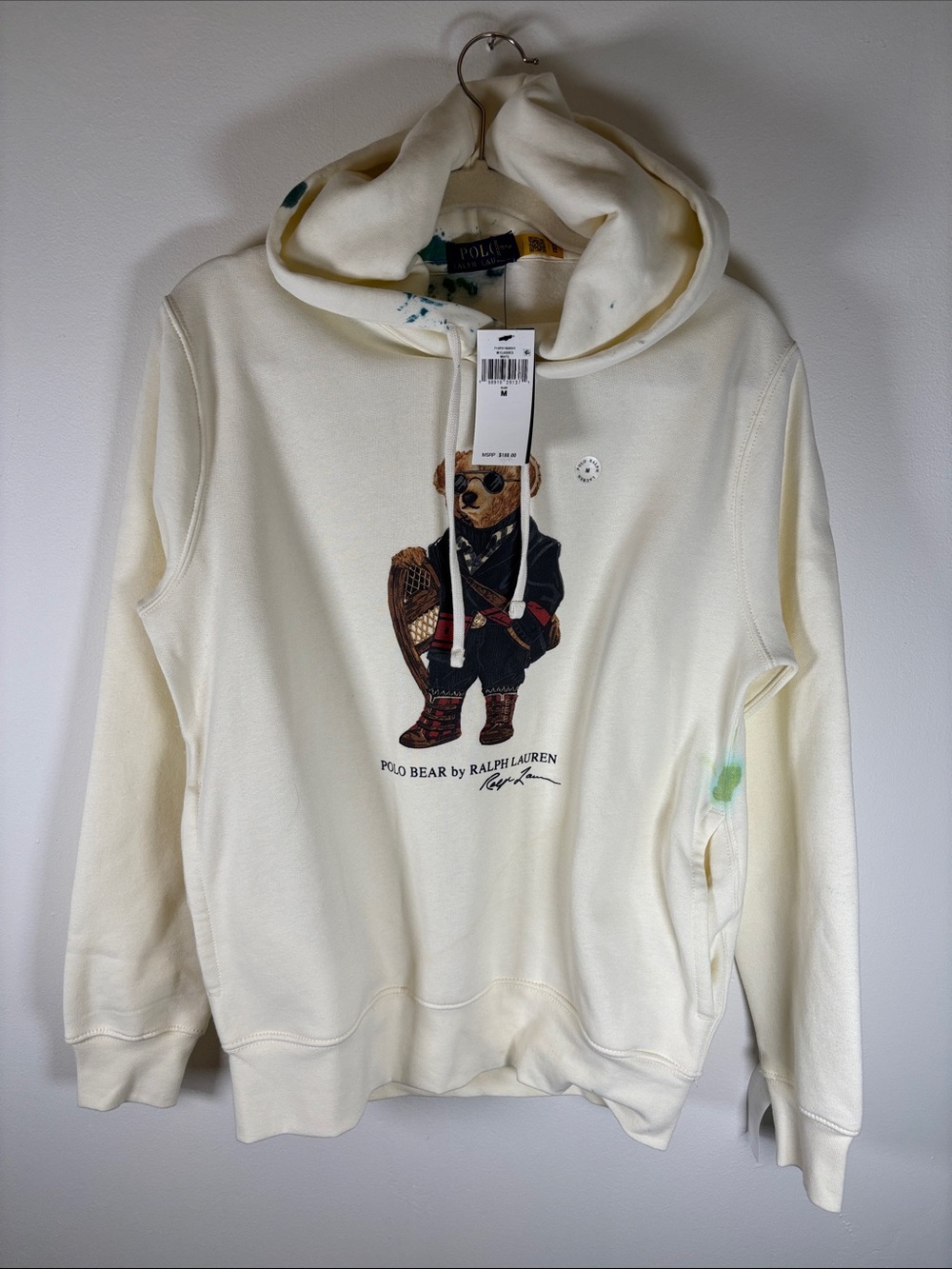Polo Ralph Lauren Polo Bear Hoodie White Men's M NWT Damaged DIY Upcycle
